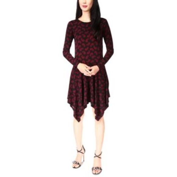 Michael Kors Petite Printed Handkerchief Dress In Red PM - Picture 1 of 3